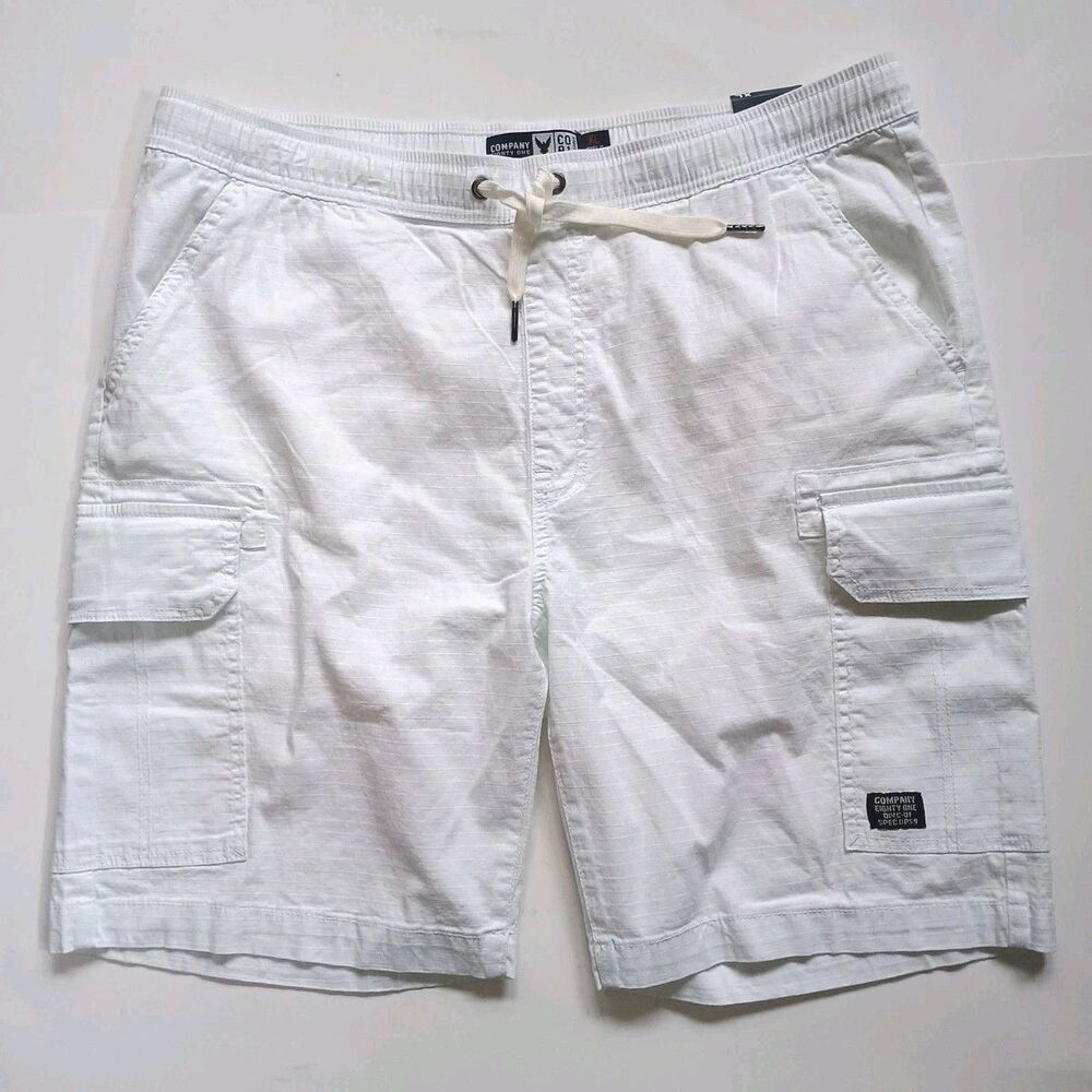 Company Eighty One Cargo Shorts Men’s Size XL White Elastic Waist Stretch